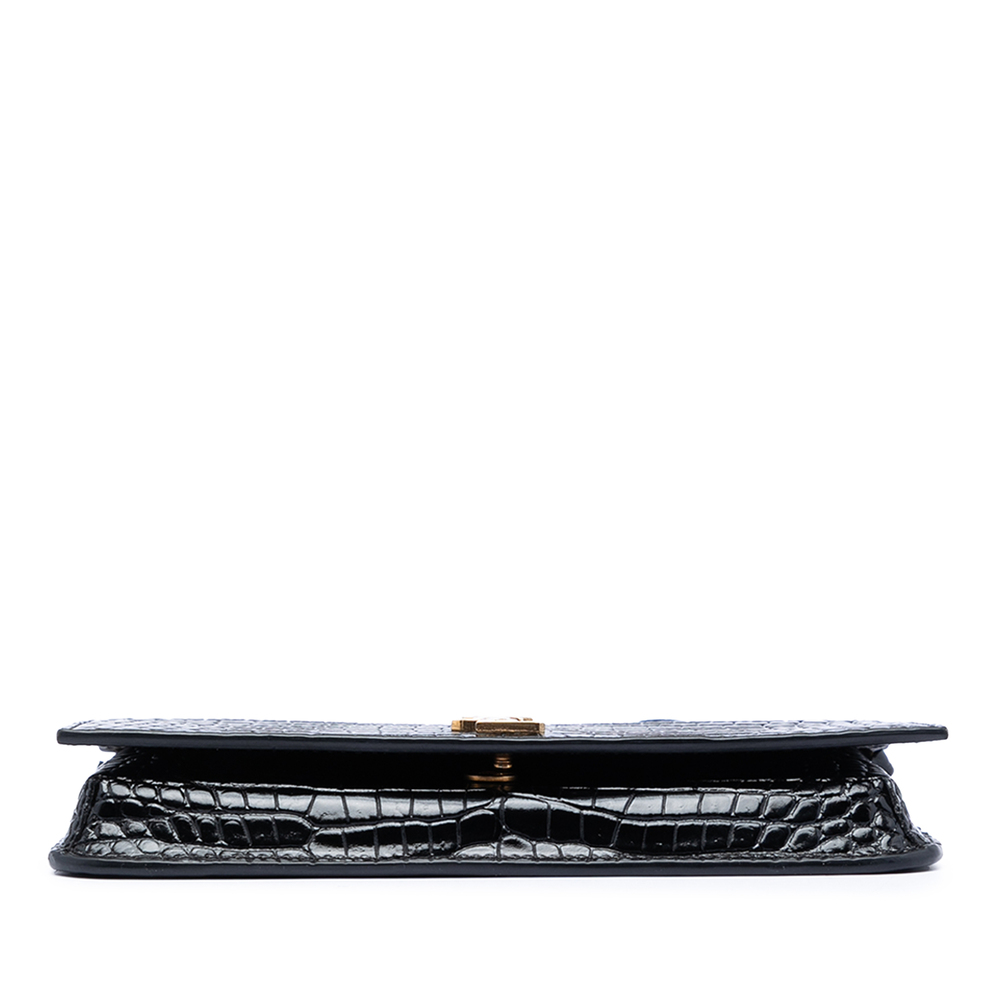 Pre-Loved Saint Laurent Croc Embossed Leather Cassandre Phone Holder - Picture 3 of 7